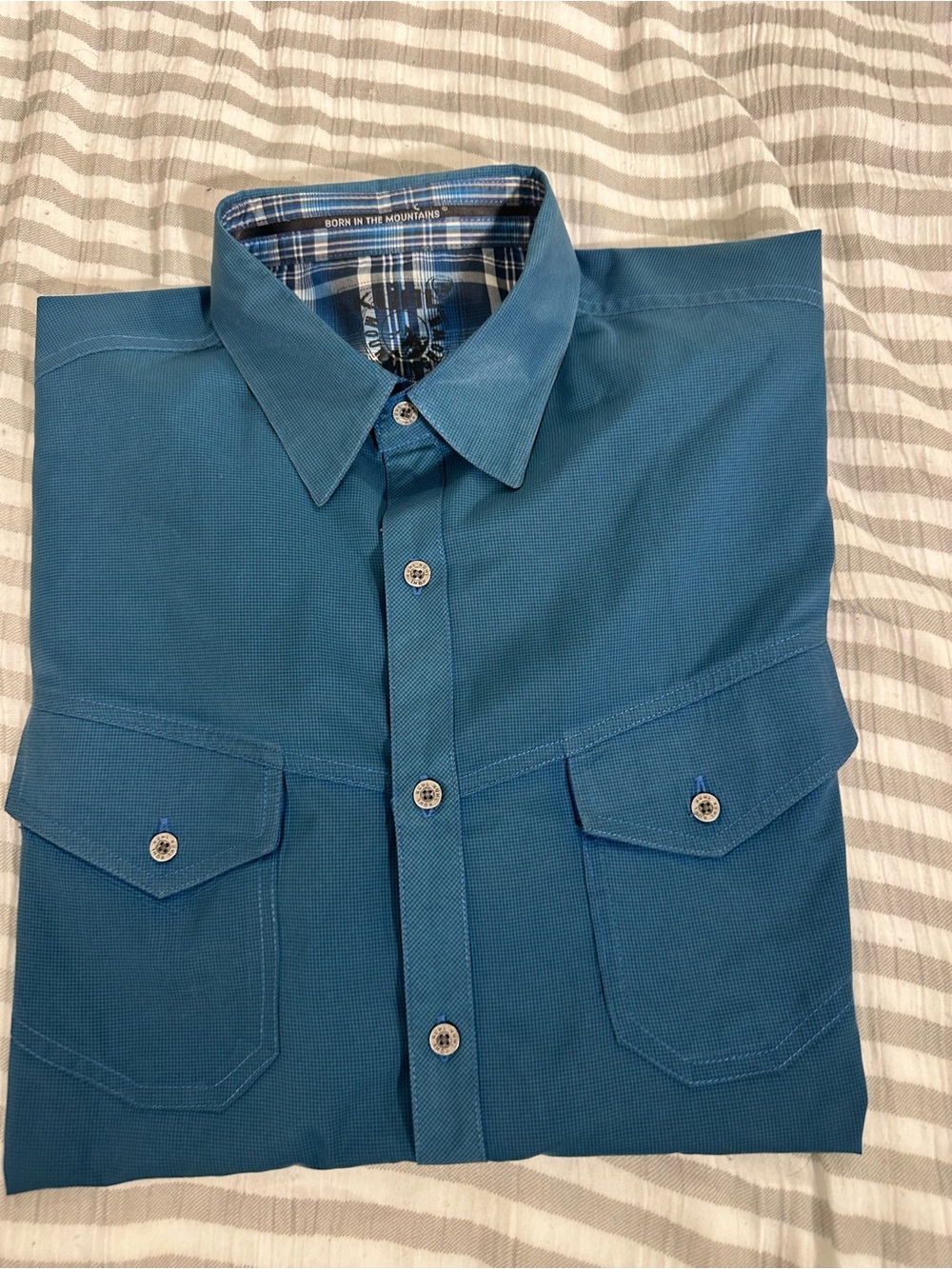 The Mountain Teal Long-Sleeve Button-Down Shirt